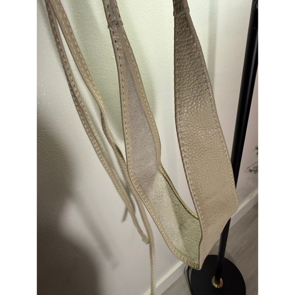 Cream Pebbled Leather Wrap Obi Belt Adjustable Waist Cinch Ivory Wide Tie Strap - Picture 2 of 6